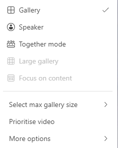 drop down menu for View options in Brightspace